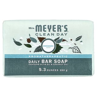 Mrs. Meyers Clean Day, Aromatherapeutic, Daily Bar Soap, Birchwood, 5.3 oz (150 g)