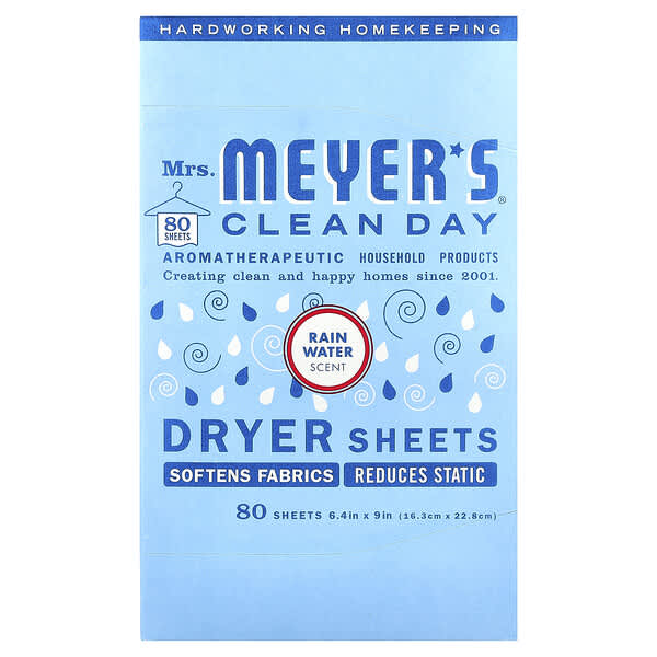Mrs. Meyers Clean Day, 드라이어 시트, 레인워터, 80매