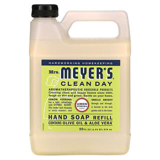 Mrs. Meyers Clean Day‏, מילוי סבון נוזלי לידיים, ריח ורבנה לימונית (לואיזה), 33 fl oz (975 מ"ל)