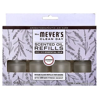 Mrs. Meyers Clean Day, ароматизированное масло, лаванда, 4 сменные капсулы по 20 мл (0,67 жидк. унции)