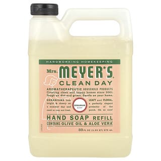 Mrs. Meyers Clean Day, Liquid Hand Soap Refill, Geranium Scent, 33 fl oz (975 ml)