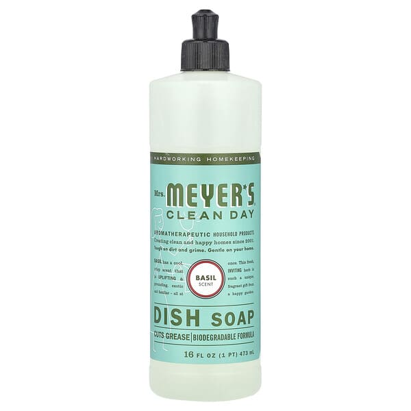 Mrs. Meyers Clean Day, Liquide vaisselle, parfum basilic, 16 fl oz (473 ml)