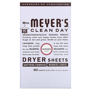 Mrs. Meyers Clean Day, 乾燥機用柔軟剤シート、ラベンダーの香り、80枚