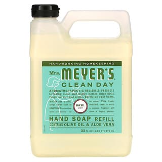 Mrs. Meyers Clean Day, Refil de Sabão de Mão Líquido, Odor de Manjericão 33 fl oz (975 ml)
