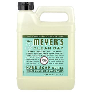 Mrs. Meyers Clean Day, Hand Soap Refill, Basil, 33 fl oz (975 ml)