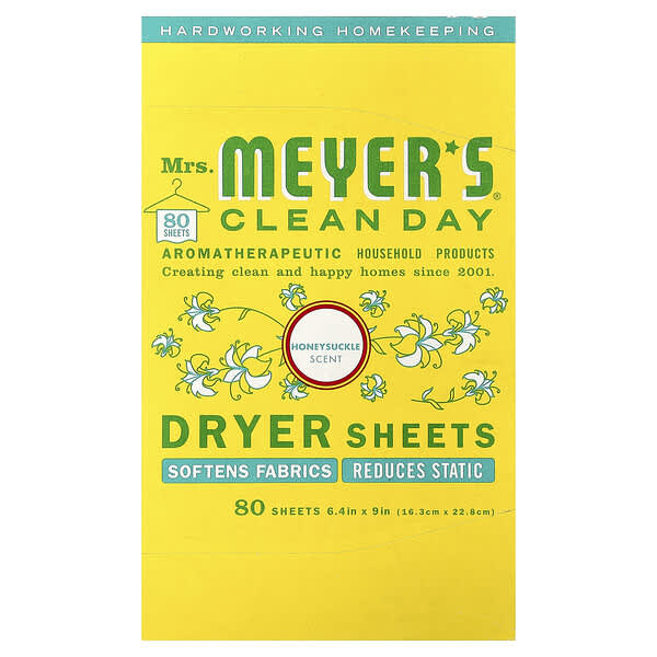 Mrs. Meyers Clean Day, 드라이어 시트, 허니석클, 80매