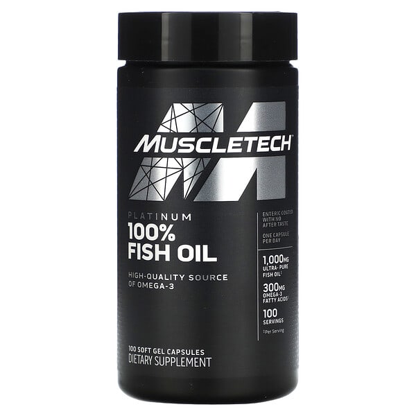 Muscletech, エッセンシャルシリーズ、プラチナ100％オメガフィッシュオイル、ソフトジェル100粒