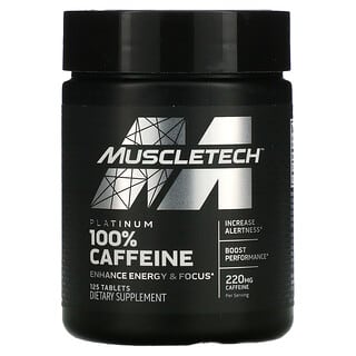 Muscletech, Platinum, 100% Cafeína, 220 mg, 125 Comprimidos