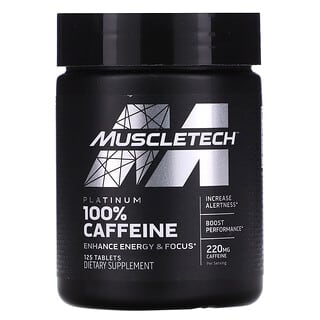 Muscletech, Caféine 100 % Platinum, 220 mg, 125 comprimés