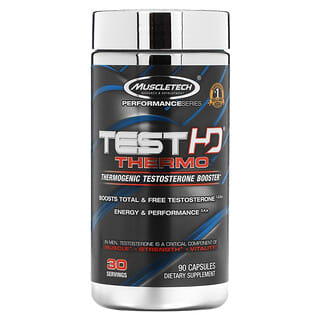 MuscleTech, Performance Series, Test HD Thermo, Potenciador de testosterona termogénica, 90 cápsulas
