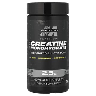 MuscleTech, 100%-вий креатин Platinum, 100 рослинних капсул (1,25 г в 1 капсулі)
