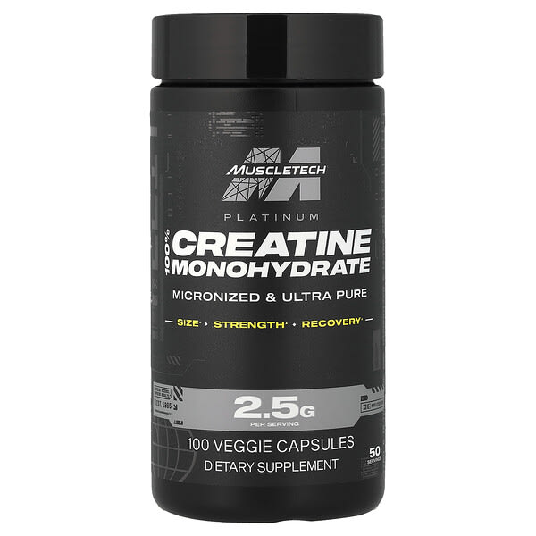 MuscleTech, Platinum, 100% Creatine Monohydrate, 100 Veggie Capsules (1.25 g per Capsule) — product photo 1