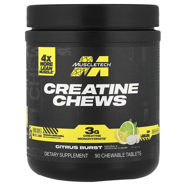 MuscleTech, Creatine Chews, Citrus Burst, 90 Chewable Tablets (1 g per Tablet)