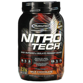 Muscletech, Performance Series, Nitro Tech, Whey Peptides & Isolate Primary Source, Milk Chocolate, 2.20 lbs (998 g)