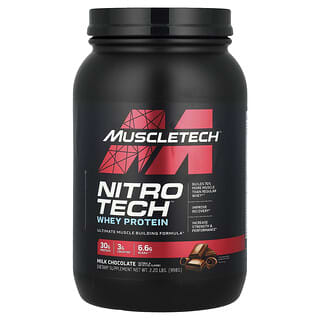 MuscleTech, Nitro-Tech, lactosérum isolant + constructeur de muscle fin, chocolat au lait, 907 g