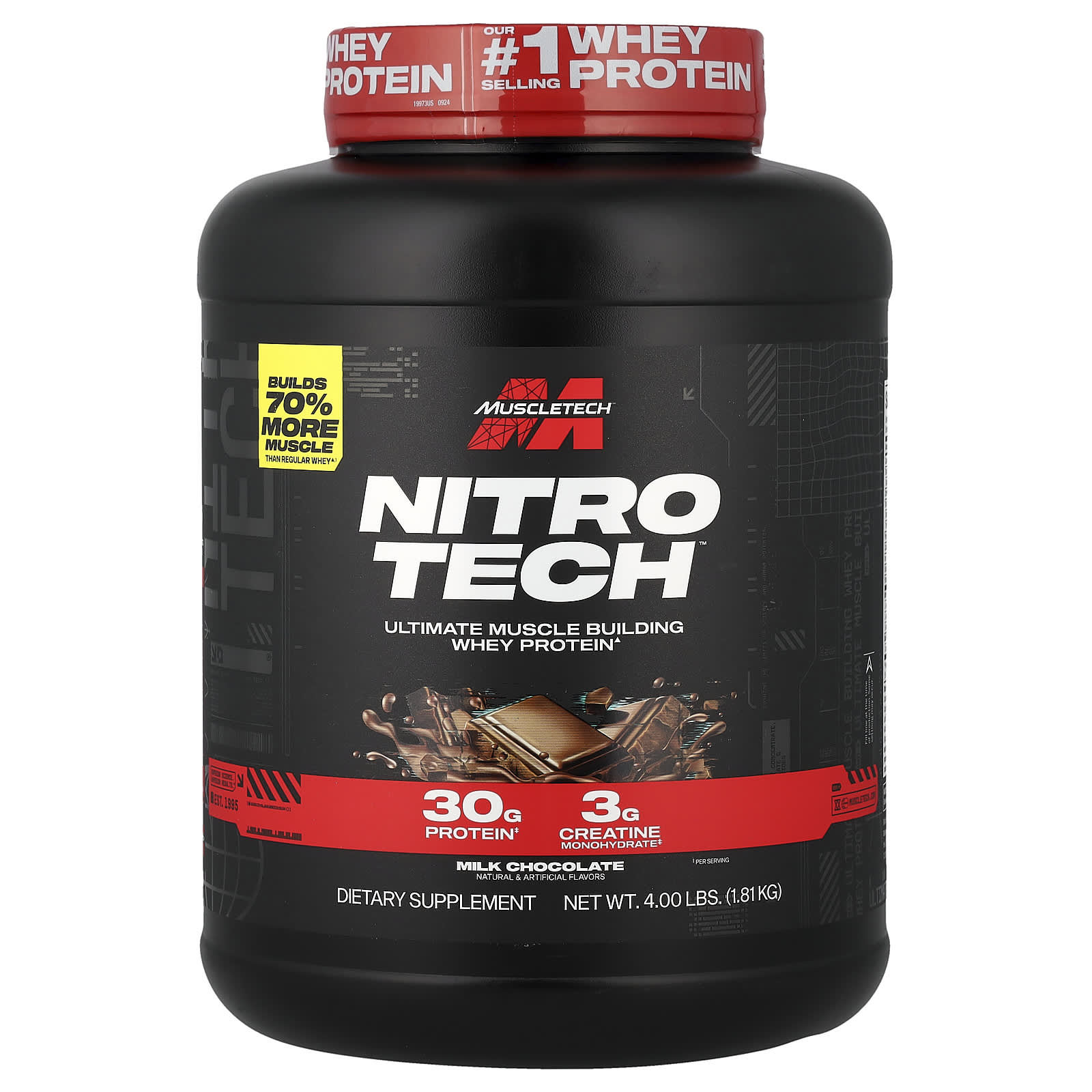 ニトロテックのプロテイン Nitro-Tech®（ニトロテック）ホエイプロテイン、ミルクチョコレート