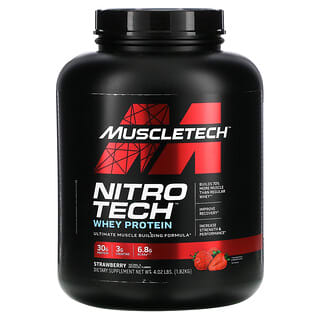 Muscletech, серия Performance, Nitro Tech, основной источник сывороточных пептидов и изолятов, клубничный вкус, 1,81 кг (4 фунта)