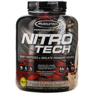 Muscletech, Nitro-Tech（ニトロテック）、ホエイアイソレート＋リーンマッスル ビルダー、クッキーアンドクリーム、1.80kg（3.97ポンド）