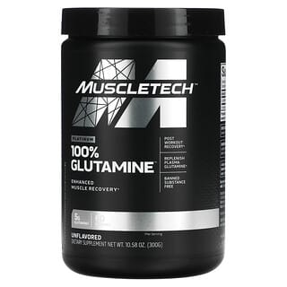 MuscleTech, Glutamina al 100 %, Calidad platino, Sin sabor, 300 g (10,58 oz)