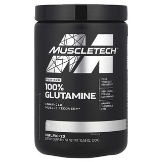 MuscleTech, Glutamina al 100 %, Calidad platino, Sin sabor, 300 g (10,58 oz)