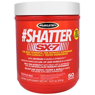 MuscleTech, SX-7 aplastante, Pre entrenamiento, Explosión de ponche de frutas, 10,27 oz (291 g)