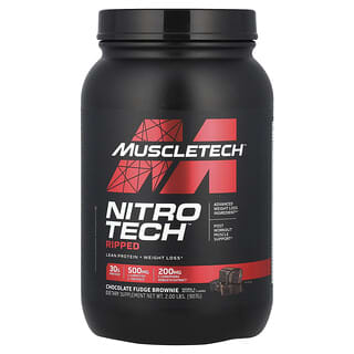 MuscleTech, Nitro Tech Ripped, Fórmula Definitiva de Proteína + Perda de Peso, Brownie com Calda de Chocolate, 907 g (2 lb)