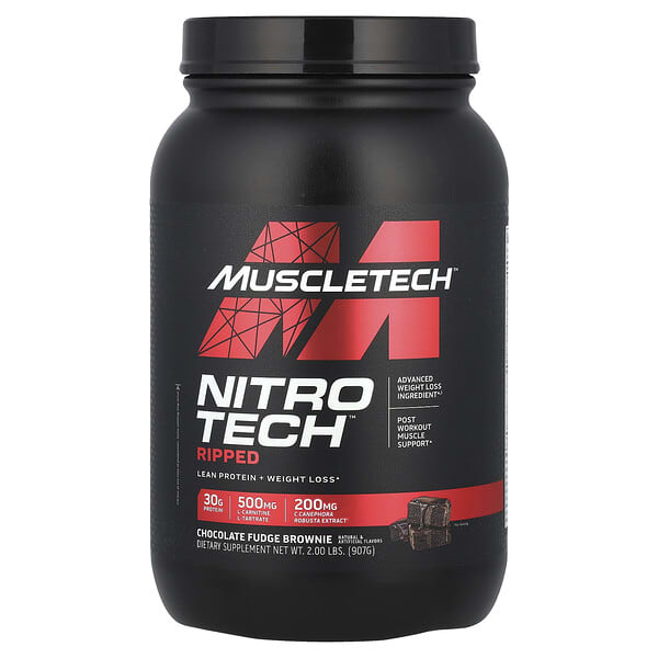 MuscleTech, Nitro-Tech™, Ripped, Lean Protein + Weight Loss, Chocolate Fudge Brownie, 2 lbs (907 g)