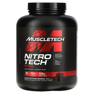 MuscleTech, Nitro-Tech 拉絲線條，高級蛋白質+塑身配方，巧克力軟糖布朗尼，4 磅（1.81 千克）