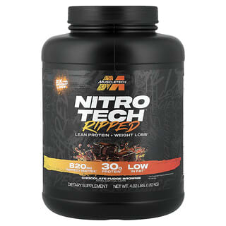 MuscleTech, Nitro-Tech® Ripped, Protein slabă + Pierdere în greutate, Brownie cu fudge de ciocolată, 4,01 lbs (1,82 kg)