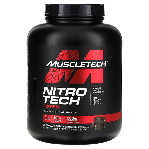 MuscleTech, Nitro Tech Ripped, Lean Protein + Weight Loss, Chocolate Fudge Brownie, 4.01 lbs (1.82 kg)