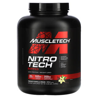 MuscleTech, Nitro Tech Ripped, чистый протеин + формула для похудения, французская ваниль, 1,81 кг (4 фунта)