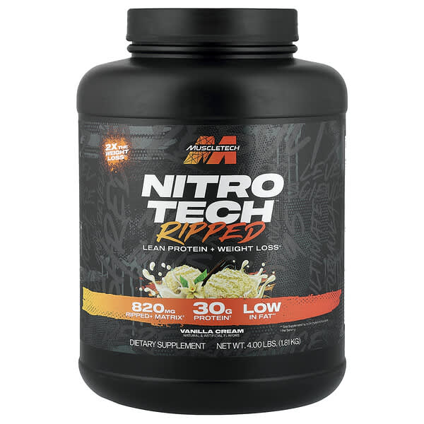 MuscleTech, Nitro-Tech® Ripped, Lean Protein + Weight Loss, Vanilla Cream, 4 lbs (1.81 kg)