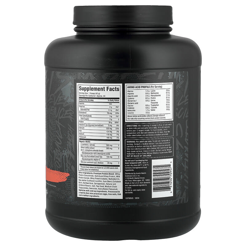 【即日発送】ナイトロテック リップド 4lbs (1.81 kg) Nitro-Tech®（ニトロテック）リップド、リーンプロテイン＋体重管理