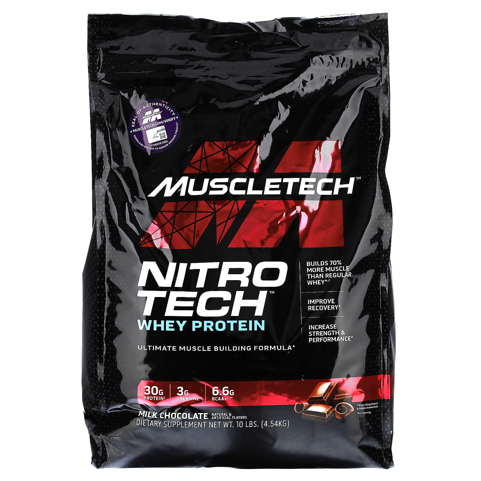 Muscletech Nitro Tech Whey Peptides And Isolate Lean Musclebuilder Milk Chocolate 10 Lbs 454 Kg 4188