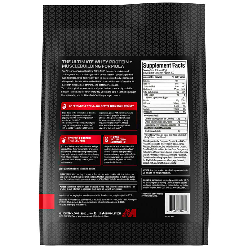 Nitro-Tech® Whey Protein, Vanilla, 10 lbs (4.54 kg)