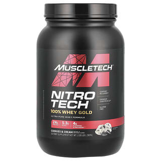 MuscleTech, Nitro Tech, 100% Whey Gold, Biscoitos e Creme, 1,00 kg (2,21 lb)