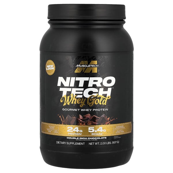 MuscleTech, Nitro-Tech ，全乳清黃金，雙重濃郁巧克力，2.01 磅（910 克）