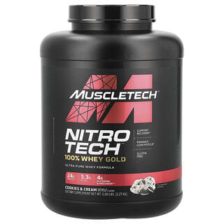 MuscleTech, Nitro Tech（ニトロテック）、100％ホエイゴールド、クッキーアンドクリーム、2.27kg（5ポンド）