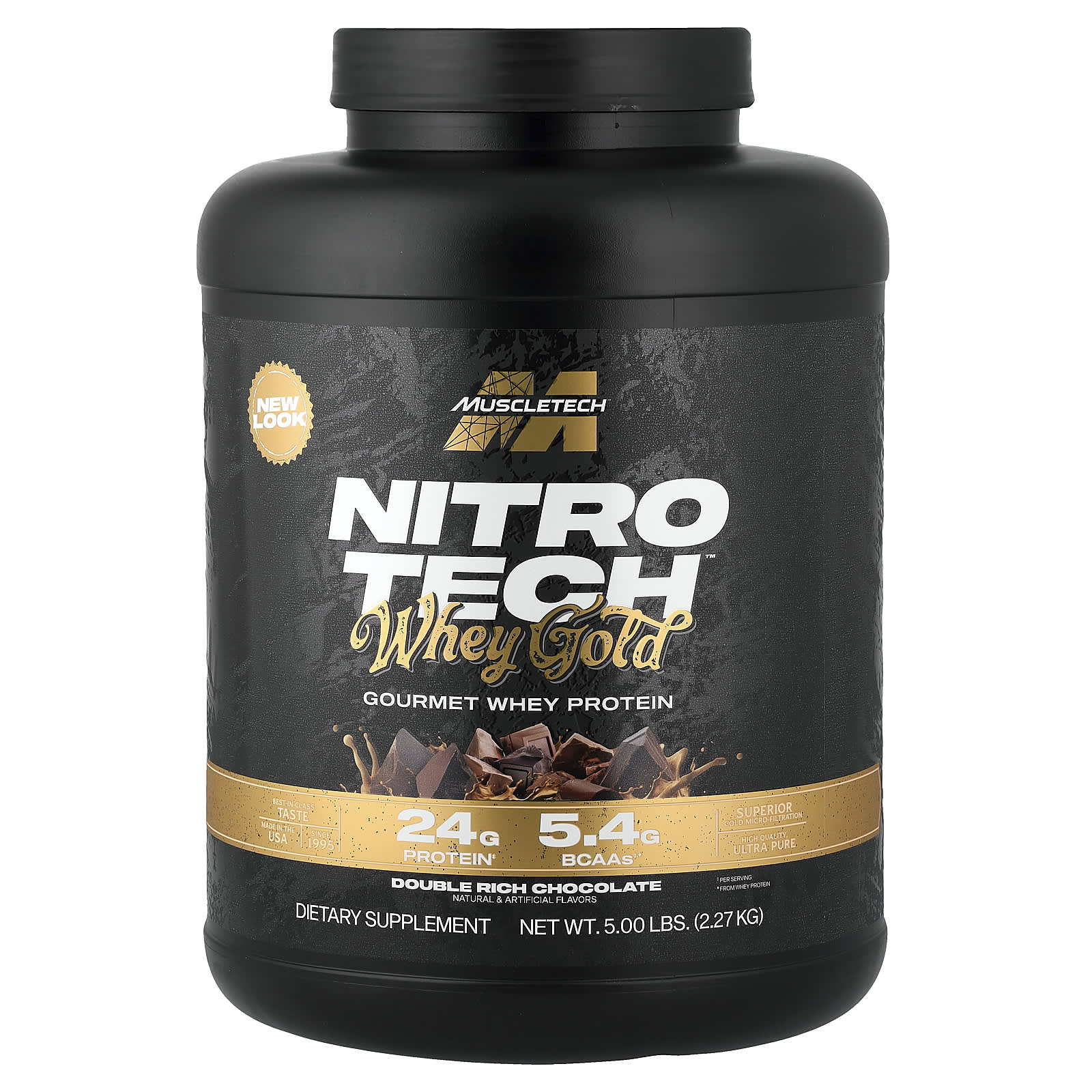 MuscleTech, Nitro-Tech®、ホエイゴールド、ダブルチョコレート味、5