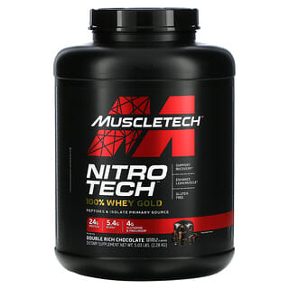 Muscletech, Nitro Tech（ニトロテック）、100％ホエイゴールド、ホエイプロテインパウダー、ダブルリッチチョコレート、2.51kg（5.54ポンド）