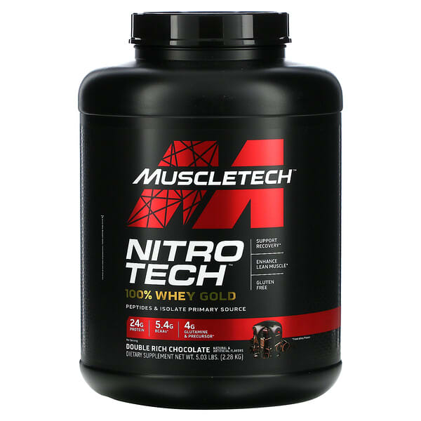 MuscleTech, Nitro Tech, 100% Whey Gold, Molkenprotein, doppelte Schokolade, 2,28 kg (5,03 lbs.)