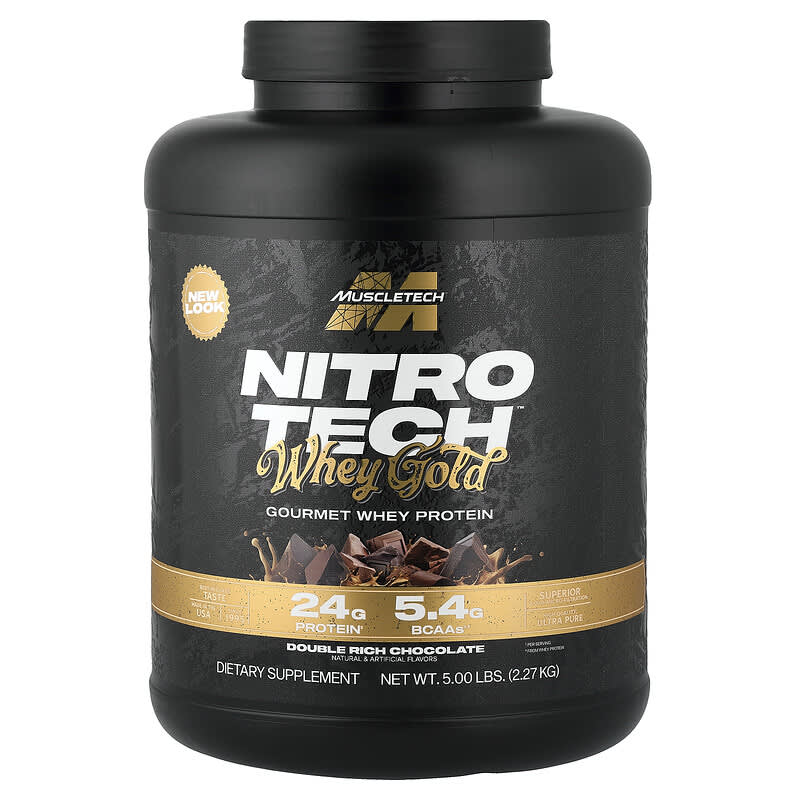 MuscleTech, Nitro-Tech®、ホエイゴールド、ダブルチョコレート味、5