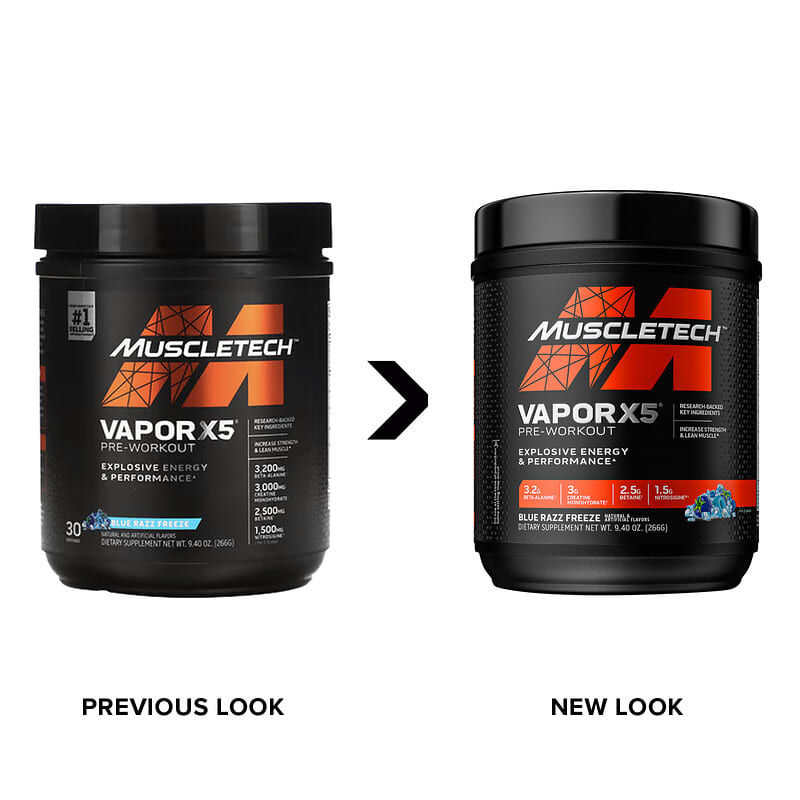 ニューパッケージMUSCLETECH VAPOR X5プレワークアウト VaporX5®, Pre-Workout, Blue Razz Freeze, 9.4 oz (266 g)
