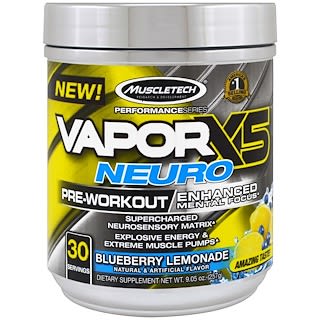 MuscleTech, 性能係列，VaporX5 Neuro，藍莓檸檬味，9.05盎司（257克）