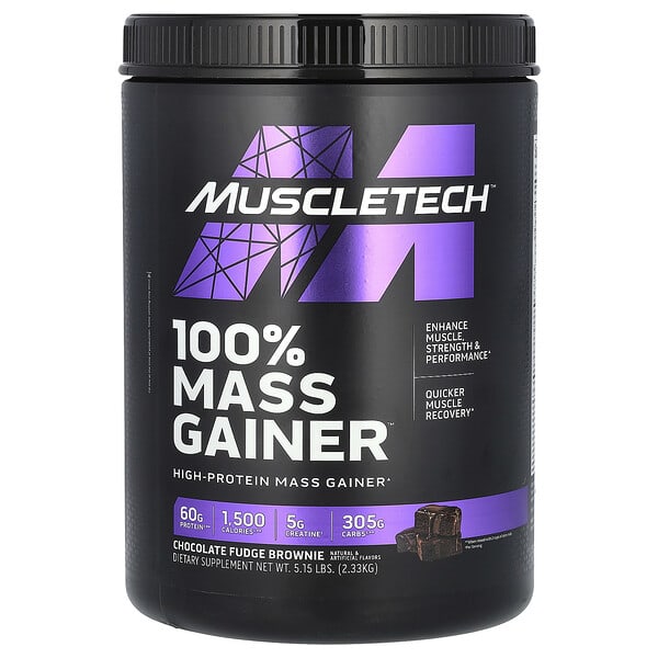 MuscleTech, 100% 增重劑，巧克力軟糖蛋糕，5.15 磅（2.33 千克）