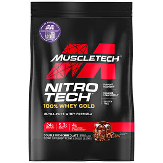 MuscleTech, Nitro Tech, 100% Whey Gold, Proteína de suero de leche en polvo, Chocolate doblemente intenso, 3,63 kg (8 lb)