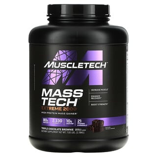 Muscletech, Mass Tech Extreme 2000, Brownie de Chocolate Triplo, 3,18 kg (7,00 lb)