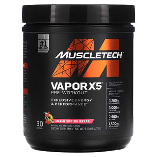 Muscletech‏, VaporX5, תוסף Next Gen לנטילה לפני אימון, בטעם Miami Spring Break‏, 272 גרם (9.60 אונקיות)