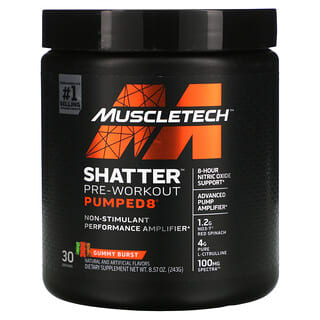 Muscletech, Shatter Pre-Workout Pumped8, Gummy Burst, 8.57 oz (243 g)