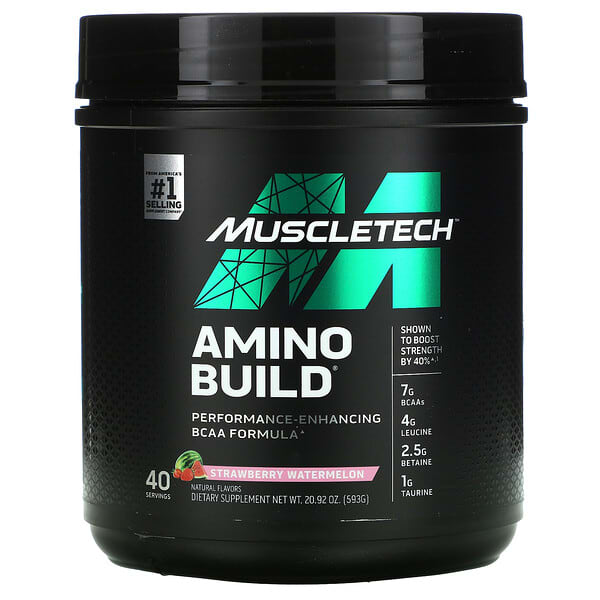 MuscleTech, Amino Build, аминокислоты, клубника и арбуз, 593 г (20,92 унции)